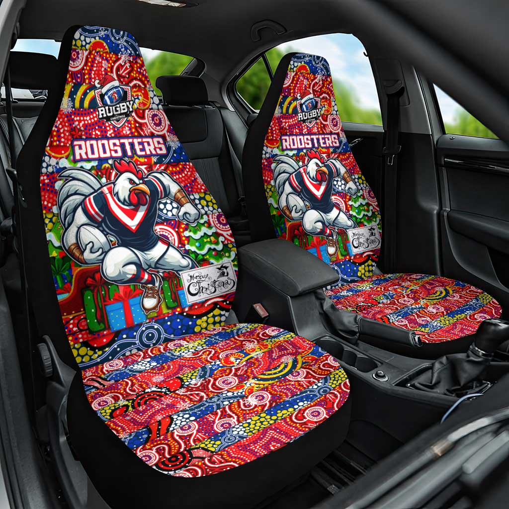 Roosters Rugby Merry Christmas Car Seat Cover Indigenous Australian Art