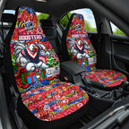 Roosters Rugby Merry Christmas Car Seat Cover Indigenous Australian Art
