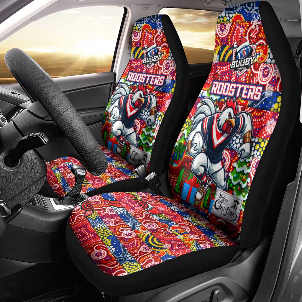 Roosters Rugby Merry Christmas Car Seat Cover Indigenous Australian Art