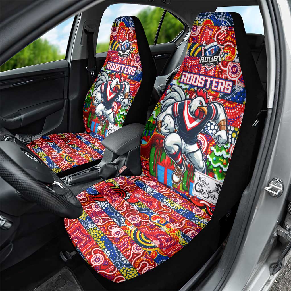 Roosters Rugby Merry Christmas Car Seat Cover Indigenous Australian Art