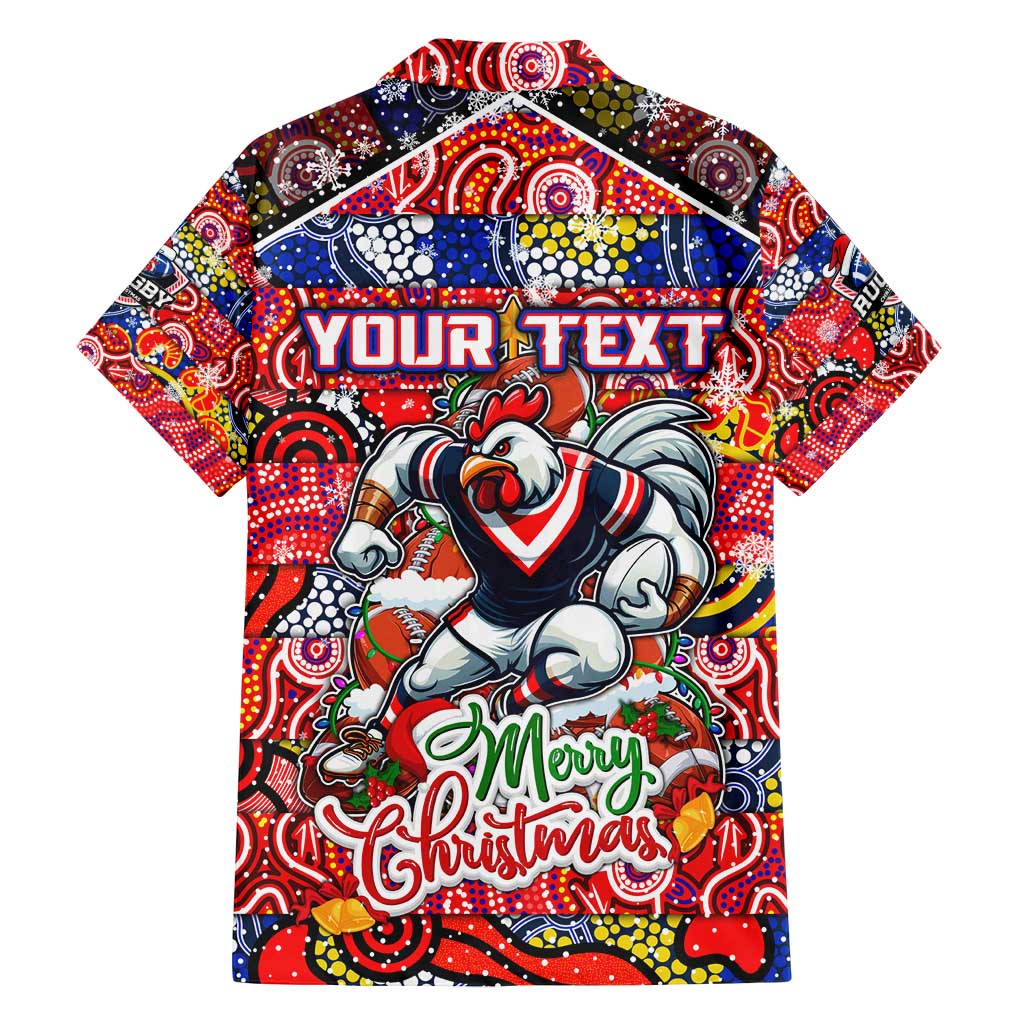 Custom Roosters Rugby Merry Christmas Family Matching Puletasi and Hawaiian Shirt Indigenous Australian Art