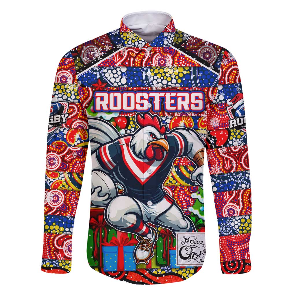 Custom Roosters Rugby Merry Christmas Family Matching Puletasi and Hawaiian Shirt Indigenous Australian Art