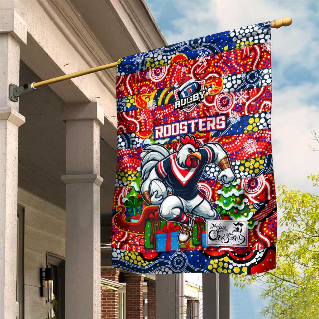 Roosters Rugby Merry Christmas Garden Flag Indigenous Australian Art