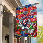 Roosters Rugby Merry Christmas Garden Flag Indigenous Australian Art