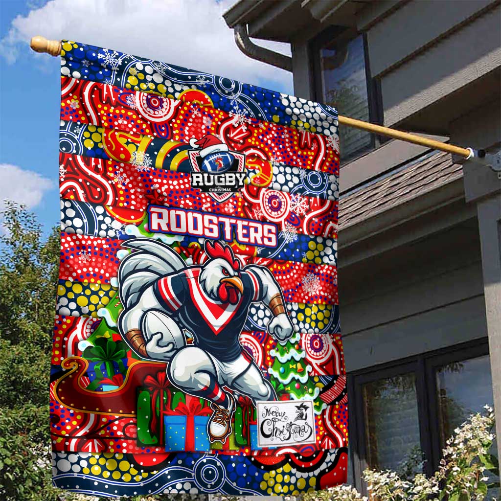 Roosters Rugby Merry Christmas Garden Flag Indigenous Australian Art