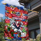 Roosters Rugby Merry Christmas Garden Flag Indigenous Australian Art