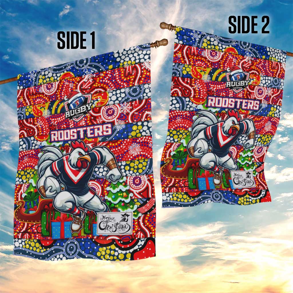 Roosters Rugby Merry Christmas Garden Flag Indigenous Australian Art