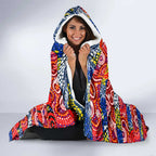 Roosters Rugby Merry Christmas Hooded Blanket Indigenous Australian Art