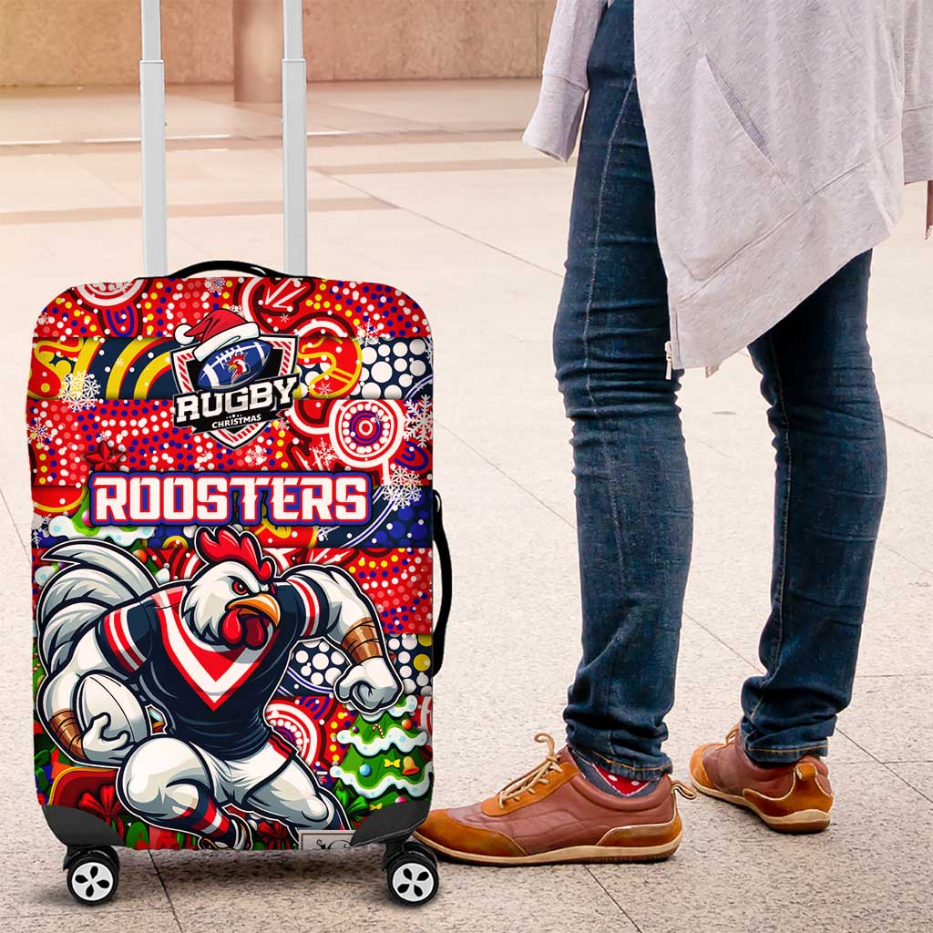 Roosters Rugby Merry Christmas Luggage Cover Indigenous Australian Art