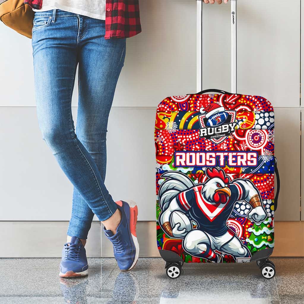 Roosters Rugby Merry Christmas Luggage Cover Indigenous Australian Art