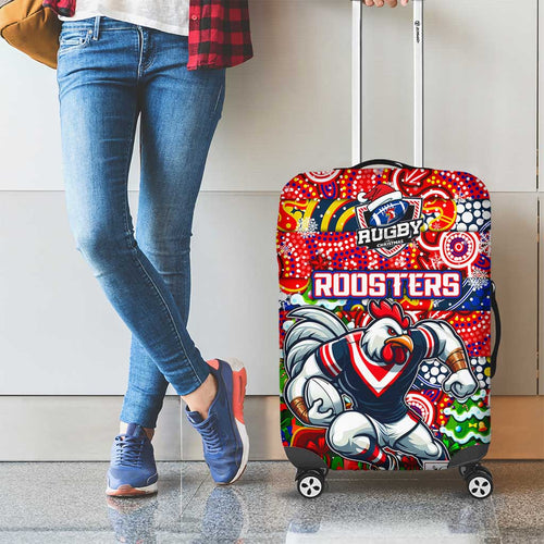 Roosters Rugby Merry Christmas Luggage Cover Indigenous Australian Art