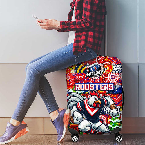Roosters Rugby Merry Christmas Luggage Cover Indigenous Australian Art