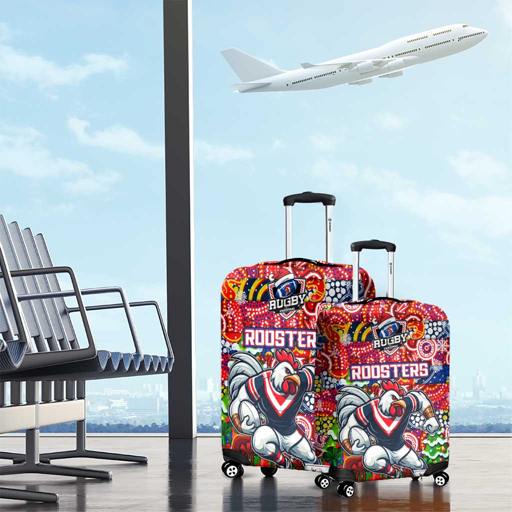 Roosters Rugby Merry Christmas Luggage Cover Indigenous Australian Art