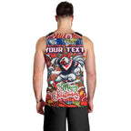 Custom Roosters Rugby Merry Christmas Men Tank Top Indigenous Australian Art