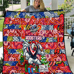 Roosters Rugby Merry Christmas Quilt Indigenous Australian Art