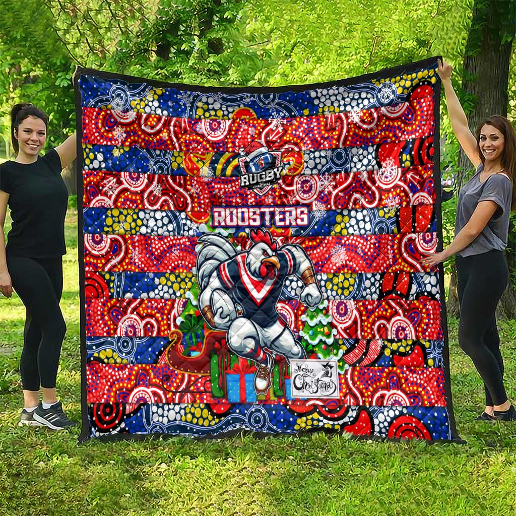 Roosters Rugby Merry Christmas Quilt Indigenous Australian Art