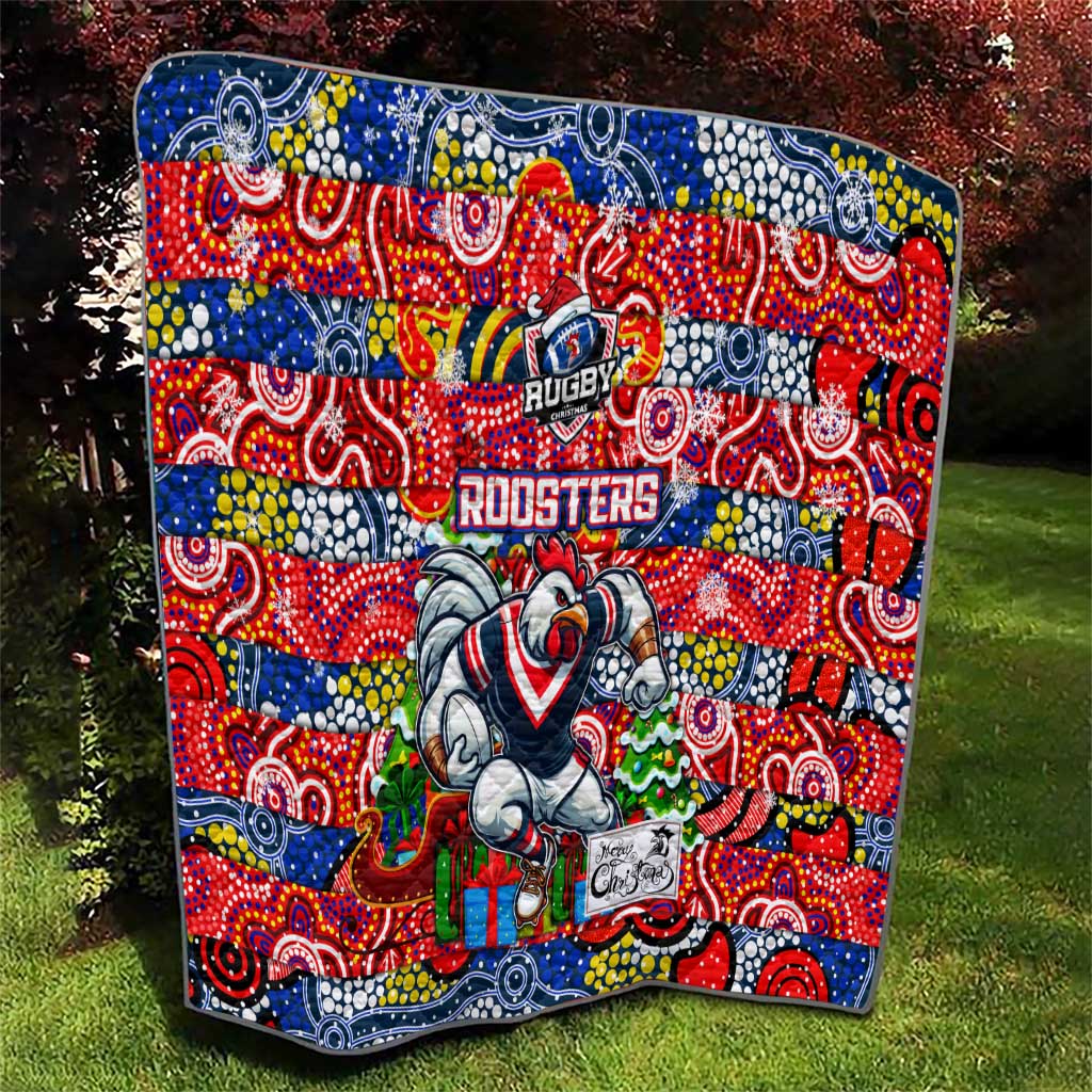 Roosters Rugby Merry Christmas Quilt Indigenous Australian Art