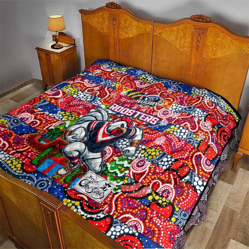 Roosters Rugby Merry Christmas Quilt Indigenous Australian Art