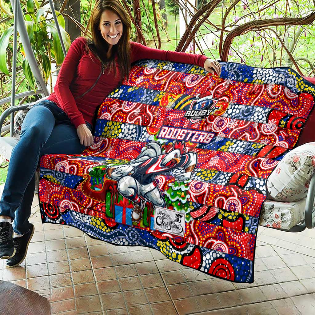 Roosters Rugby Merry Christmas Quilt Indigenous Australian Art