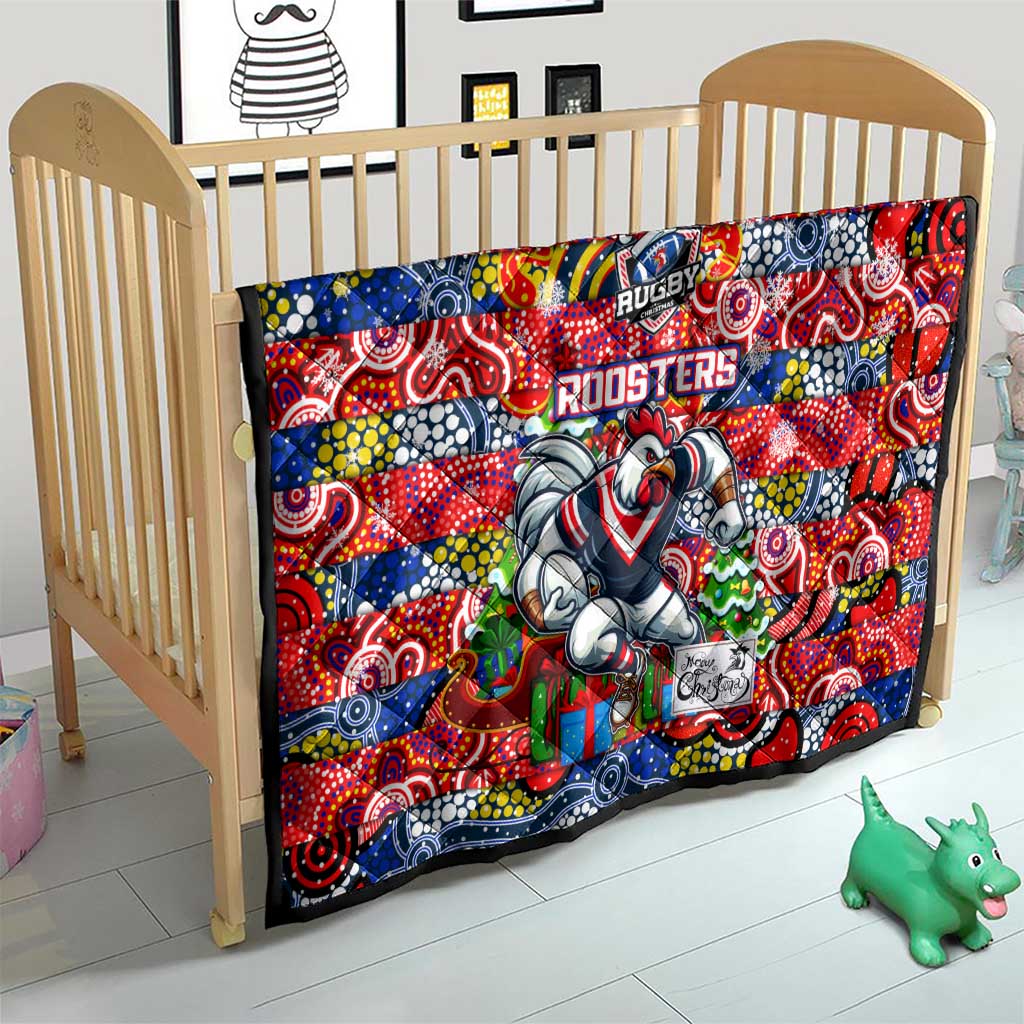 Roosters Rugby Merry Christmas Quilt Indigenous Australian Art