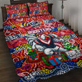 Roosters Rugby Merry Christmas Quilt Bed Set Indigenous Australian Art