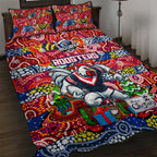 Roosters Rugby Merry Christmas Quilt Bed Set Indigenous Australian Art