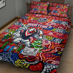 Roosters Rugby Merry Christmas Quilt Bed Set Indigenous Australian Art