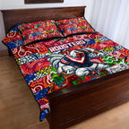 Roosters Rugby Merry Christmas Quilt Bed Set Indigenous Australian Art