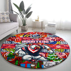 Roosters Rugby Merry Christmas Round Carpet Indigenous Australian Art