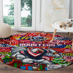 Roosters Rugby Merry Christmas Round Carpet Indigenous Australian Art