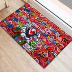 Roosters Rugby Merry Christmas Rubber Doormat Indigenous Australian Art