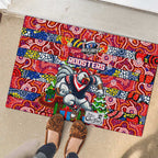 Roosters Rugby Merry Christmas Rubber Doormat Indigenous Australian Art
