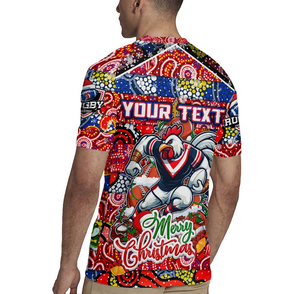 Custom Roosters Rugby Merry Christmas Rugby Jersey Indigenous Australian Art