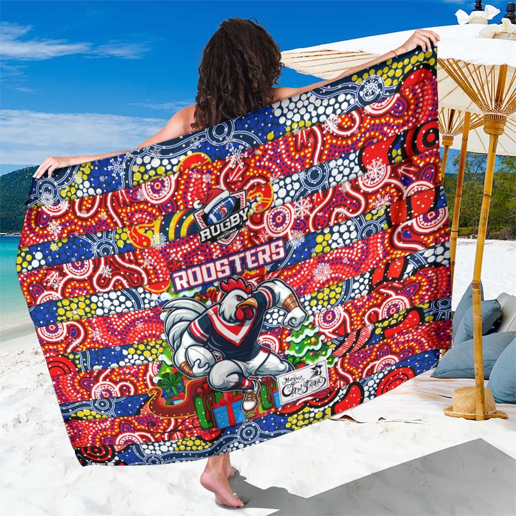 Roosters Rugby Merry Christmas Sarong Indigenous Australian Art