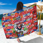 Roosters Rugby Merry Christmas Sarong Indigenous Australian Art