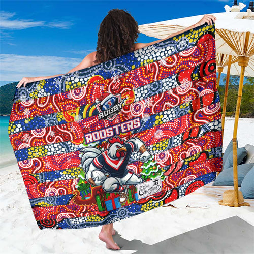 Roosters Rugby Merry Christmas Sarong Indigenous Australian Art