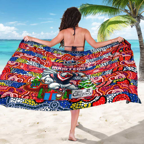 Roosters Rugby Merry Christmas Sarong Indigenous Australian Art