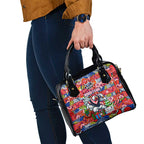 Roosters Rugby Merry Christmas Shoulder Handbag Indigenous Australian Art