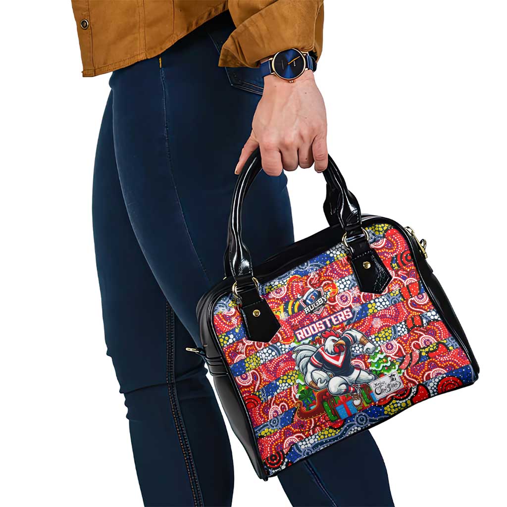 Roosters Rugby Merry Christmas Shoulder Handbag Indigenous Australian Art