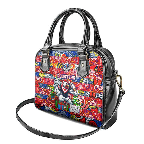 Roosters Rugby Merry Christmas Shoulder Handbag Indigenous Australian Art