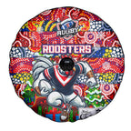 Roosters Rugby Merry Christmas Spare Tire Cover Indigenous Australian Art