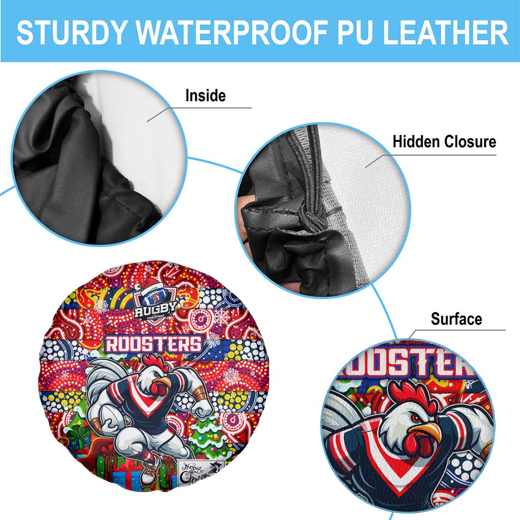 Roosters Rugby Merry Christmas Spare Tire Cover Indigenous Australian Art