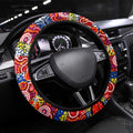 Roosters Rugby Merry Christmas Steering Wheel Cover Indigenous Australian Art