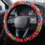 Roosters Rugby Merry Christmas Steering Wheel Cover Indigenous Australian Art