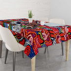 Roosters Rugby Merry Christmas Tablecloth Indigenous Australian Art
