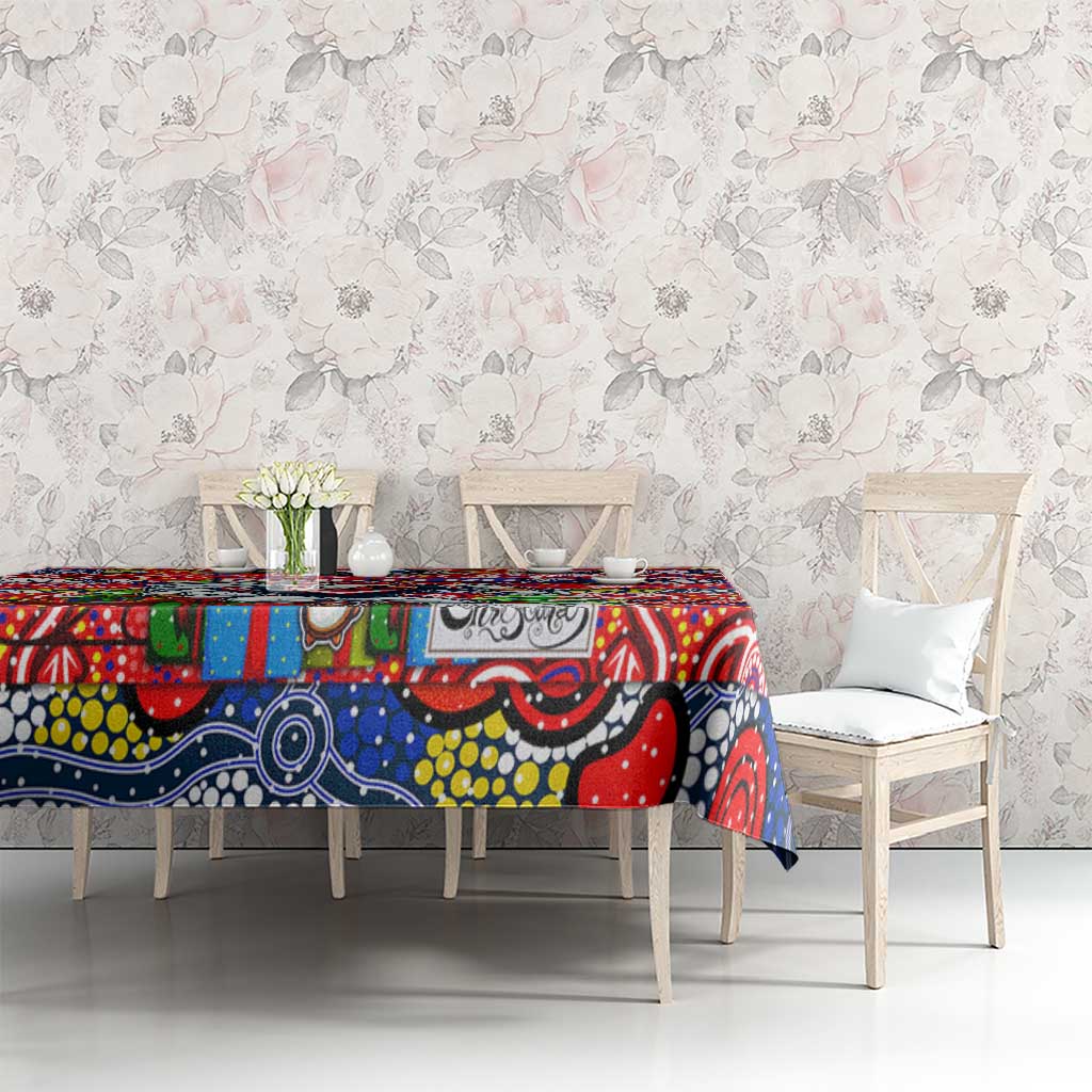 Roosters Rugby Merry Christmas Tablecloth Indigenous Australian Art