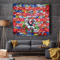 Roosters Rugby Merry Christmas Tapestry Indigenous Australian Art