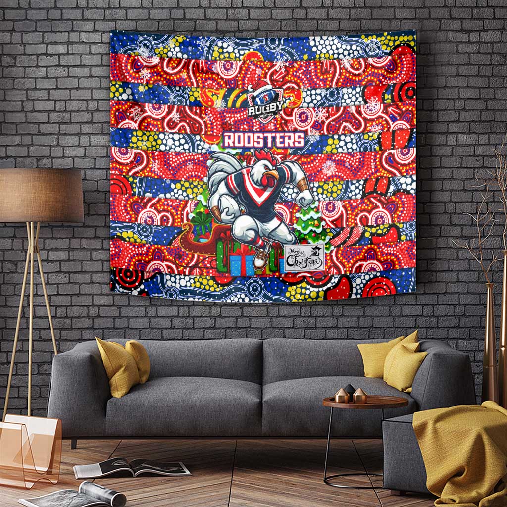 Roosters Rugby Merry Christmas Tapestry Indigenous Australian Art