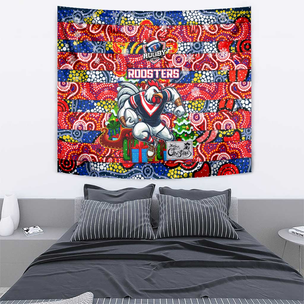 Roosters Rugby Merry Christmas Tapestry Indigenous Australian Art