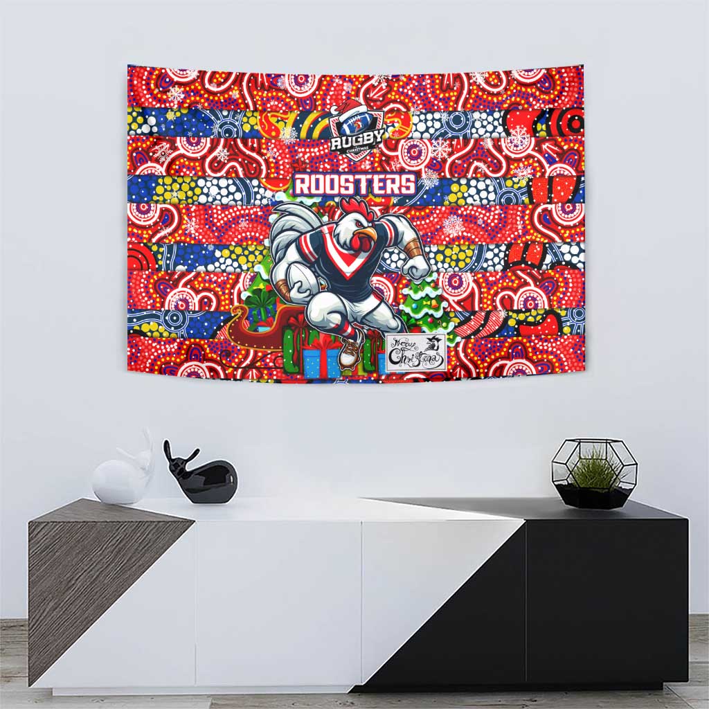 Roosters Rugby Merry Christmas Tapestry Indigenous Australian Art